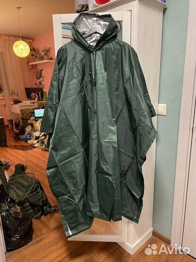 Плащ-накидка (пончо) дождевик с капюшоном Зеленый
