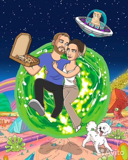 Портрет в стиле Симпсонов, Рика и Морти