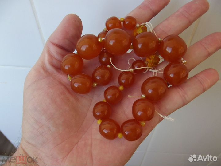Янтарные бусы натуральные крупные СССР