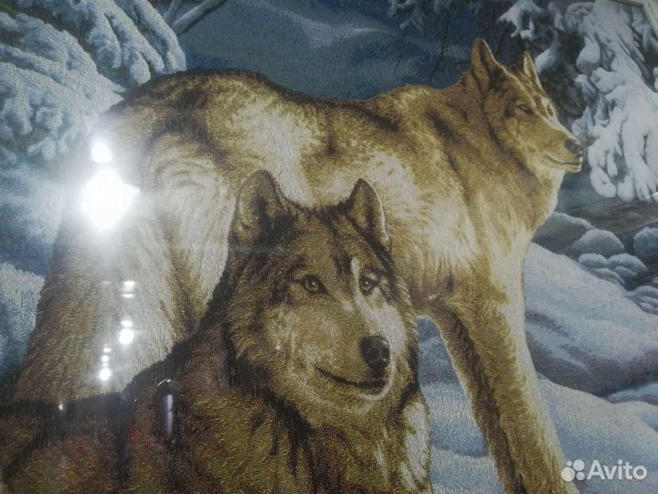 Волки гобеленовая картина в раме