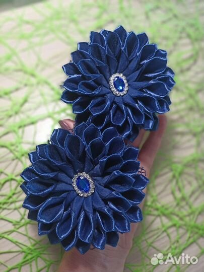 Школьные бантики резинки синие