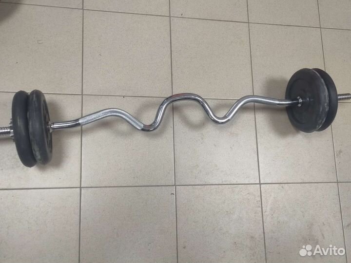 Штанга w-образная + 4 блина по 5кг