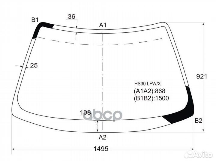 Стекло лобовое honda prelude 96-00 HS30 LFW/X XYG