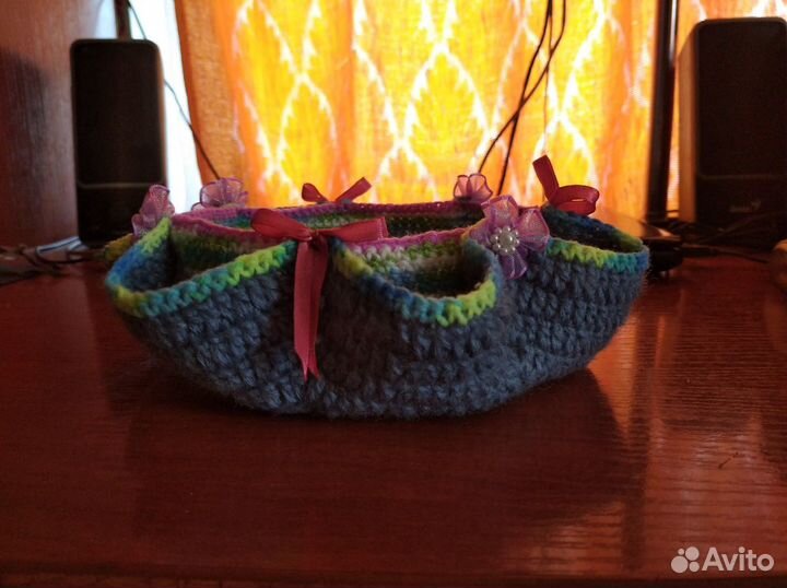 Вязаная пасхальная корзинка