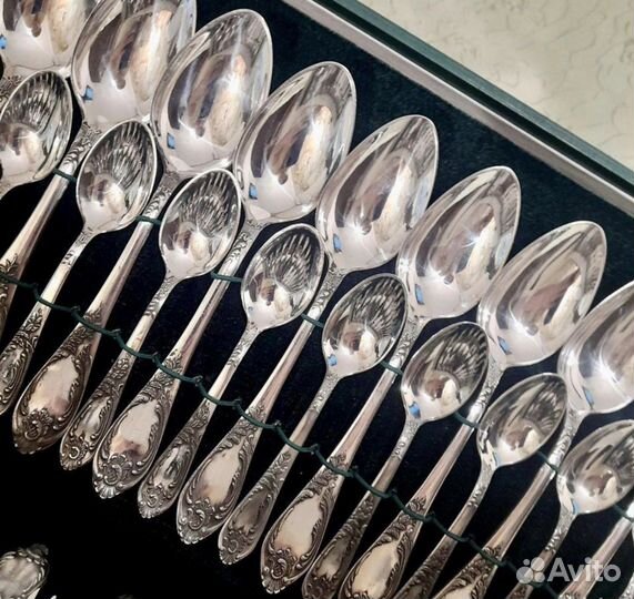 Мельхиоровый новый столовый набор Зиш 48 приборов