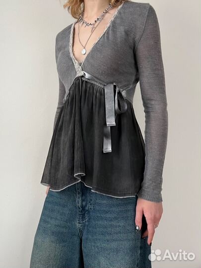 Винтаж итальянский топ на завязках y2k