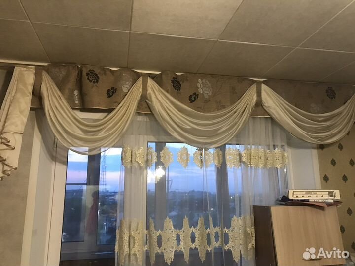 Комплект шторы ламбрикен и тюль на 3м карниз