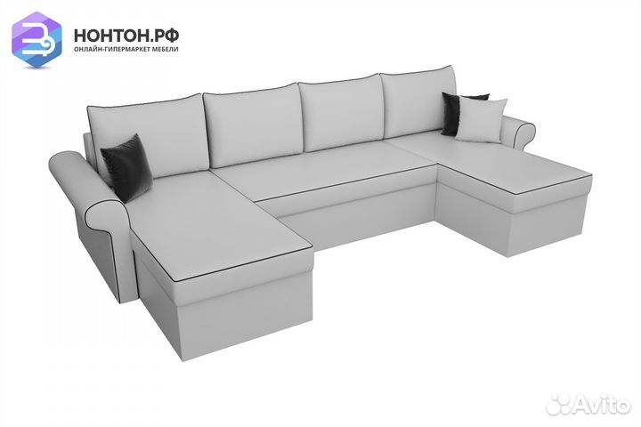 Диван п-образный дельфин Милфорд экокожа белая