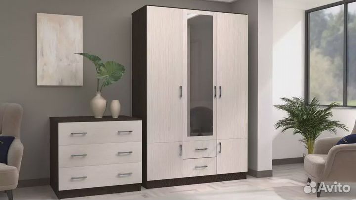 Шкаф распашной Ронда 3Д + комод в наличии венге/ду