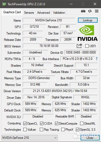 Видеокарта GT 210 512mb