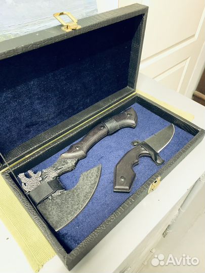 Топорик + нож брутальный подарочный набор