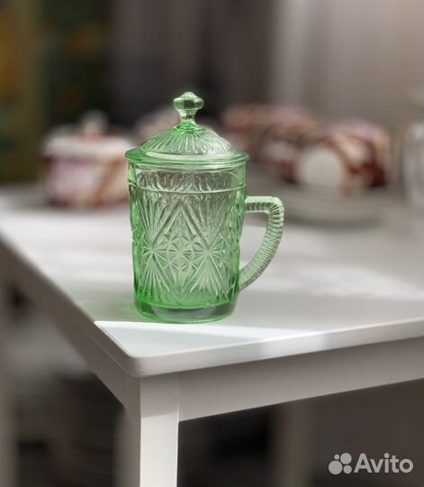 Кружка для хрена хренница зеленое стекло