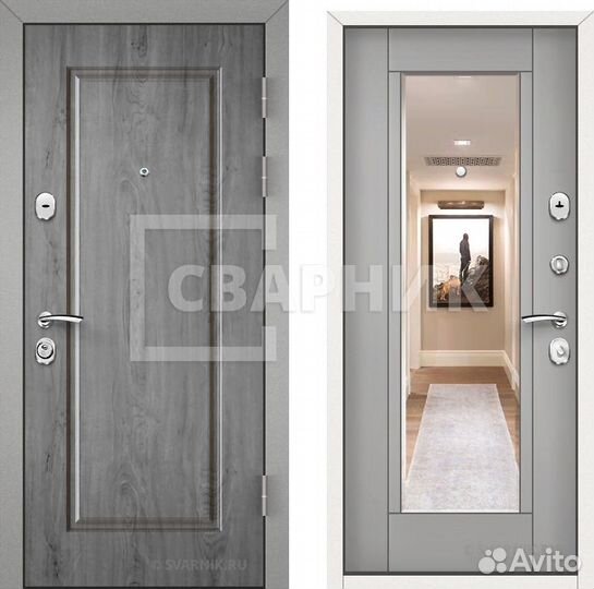 Входная дверь с зеркалом. Установка под ключ