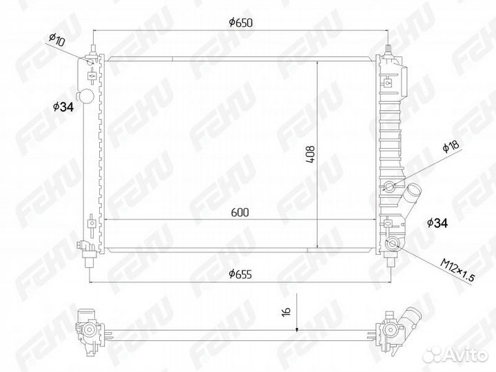 FRC1009 Радиатор охлаждения chevrolet aveo t255 (0