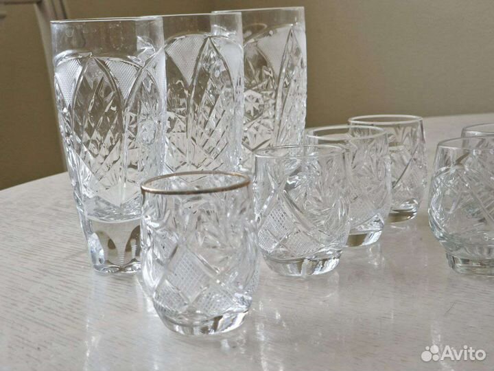 Хрусталь и стекло. Графин, стопки, стаканы СССР