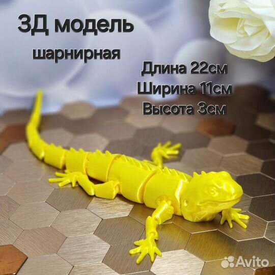 Ящерица подвижная. Игуана игрушка-антистресс