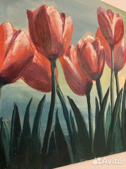 Картина маслом на холсте, Тюльпаны