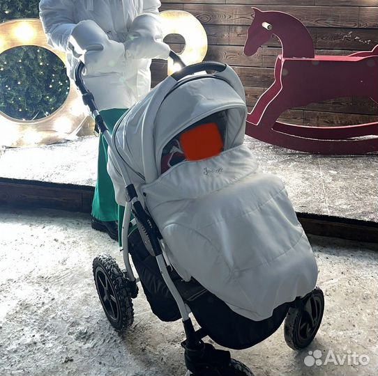 Коляска трансформер 3 в 1 indigo экокожа белая