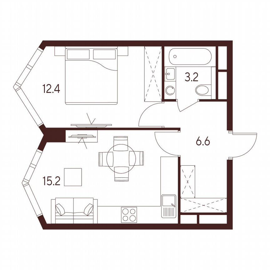 1-к. квартира, 37,4 м², 12/28 эт.