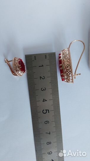 Золотой комплект маркиз лодочка рубин проба 585 RG