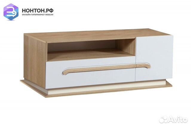 Тумба под тв Дора дуб сонома / белый глянец