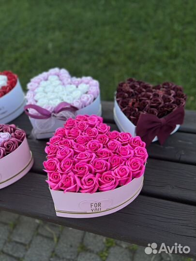 Розы коробка сердце
