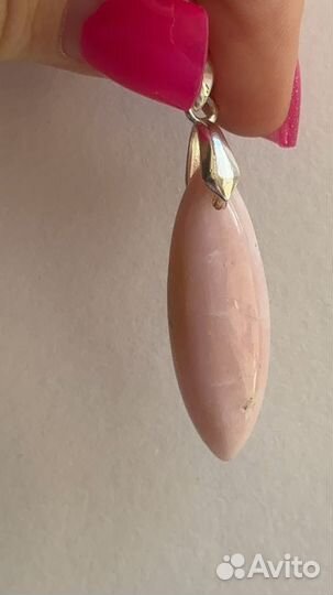 Кулон с розового опала