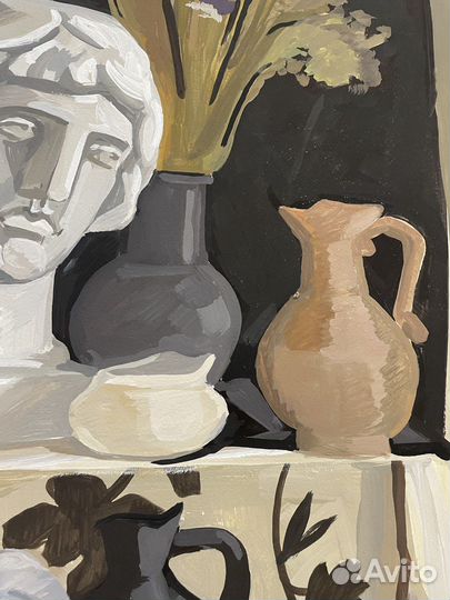 Картина интерьерная натюрморт с гипсовой головой