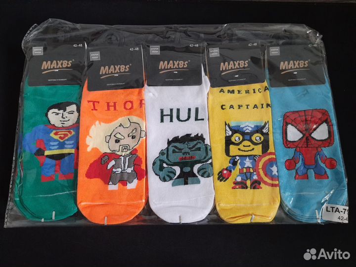 Носки с комиксами, короткие