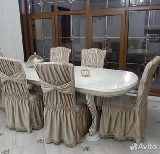 Чехлы на стулья из плотного велюра 6 штук