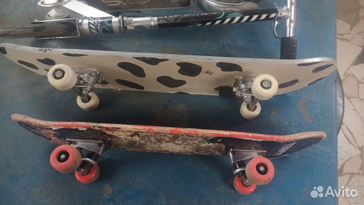 Самокат и 2 скейтборда