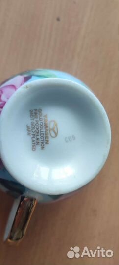 Чашка с блюдцем фарфор в позолоте