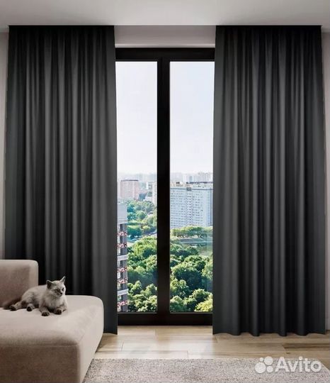 Серые шторы блэкаут