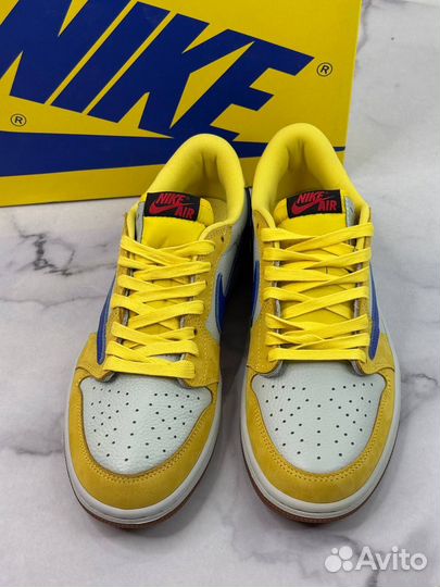 Кеды Travis Scott X Air Jordan 1 Retro Low Canary Премиум качество