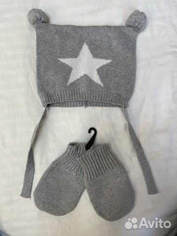 Шапка детская и варежки на малышку или малыша