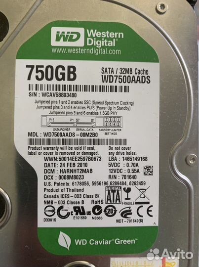 Жесткий диск Wd7500 Green