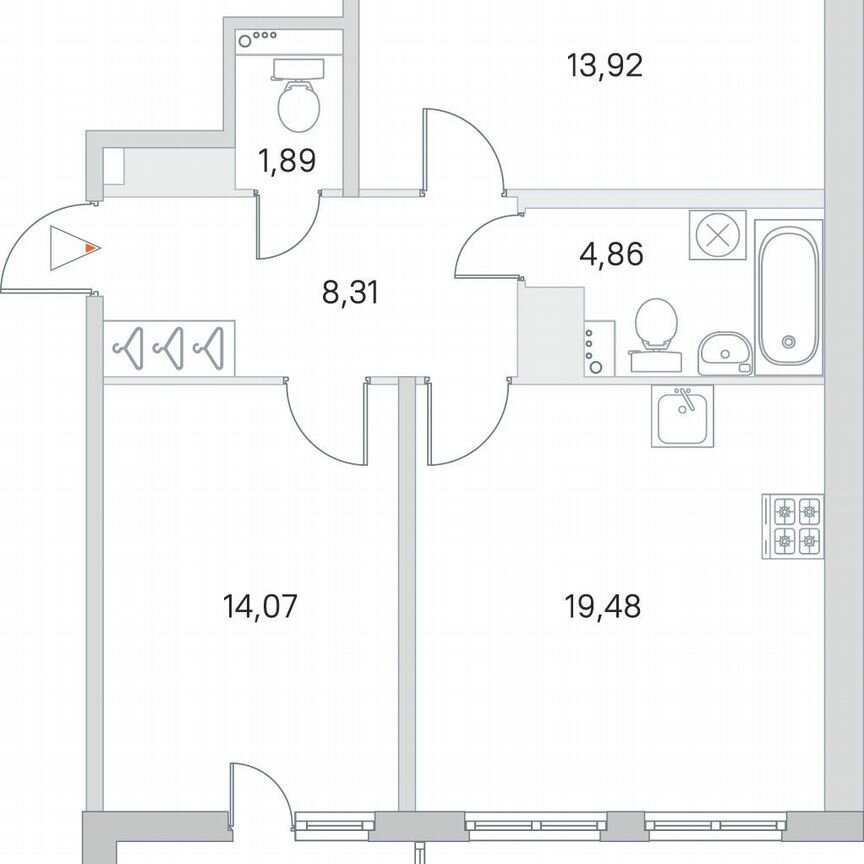 2-к. квартира, 64,7 м², 5/8 эт.