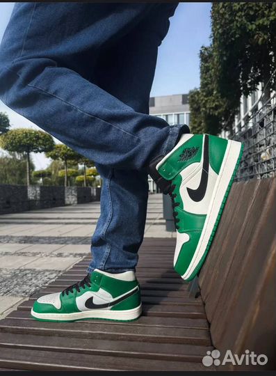 Кроссовки nike air jordan 1 mid se pine Green