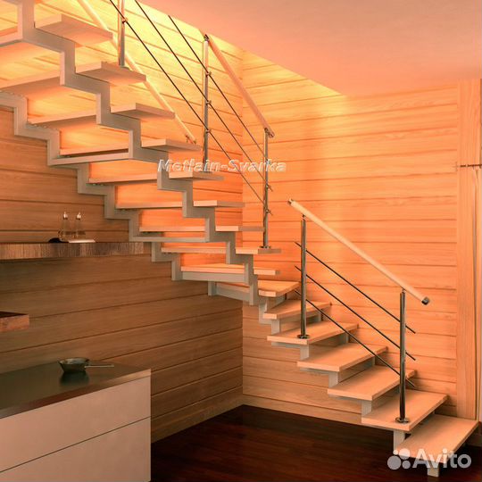 Лестница металлическая в дом на косоурах № 462