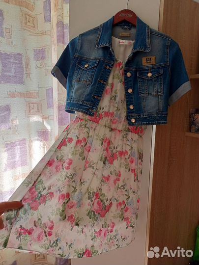 Платье из шифона, джинсовка 42р