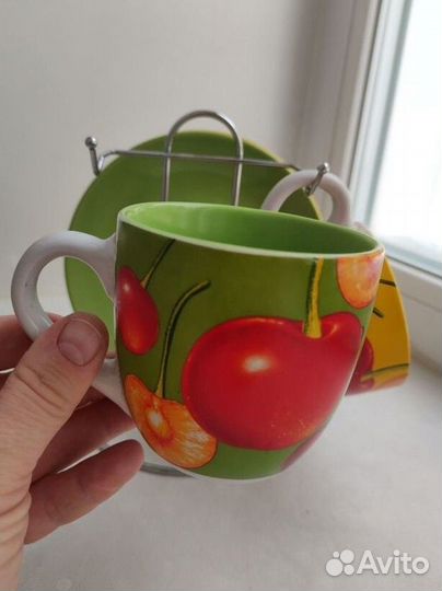 Чайная пара, 2 шт., на подставке, новые