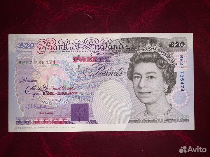 Банкнота Англия 20 фунтов 1993 год
