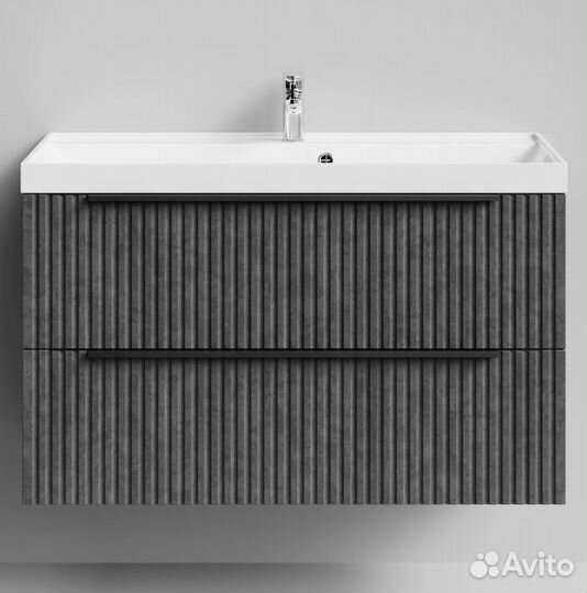 Тумба с раковиной Дольчи 100см подвесной, Серый ка