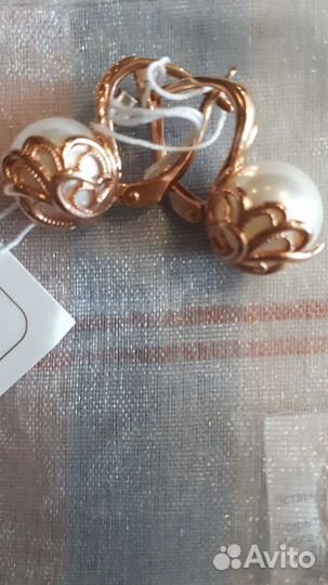 Серьги и кольцо набор Серебро золото