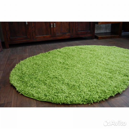 Ковер мягкий пушистый салатовый овальный 2 х 3 м