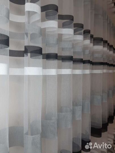 Тюль в горизонтальную полосу