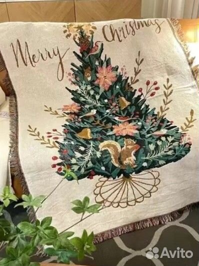 Новогодний декор ковер покрывало