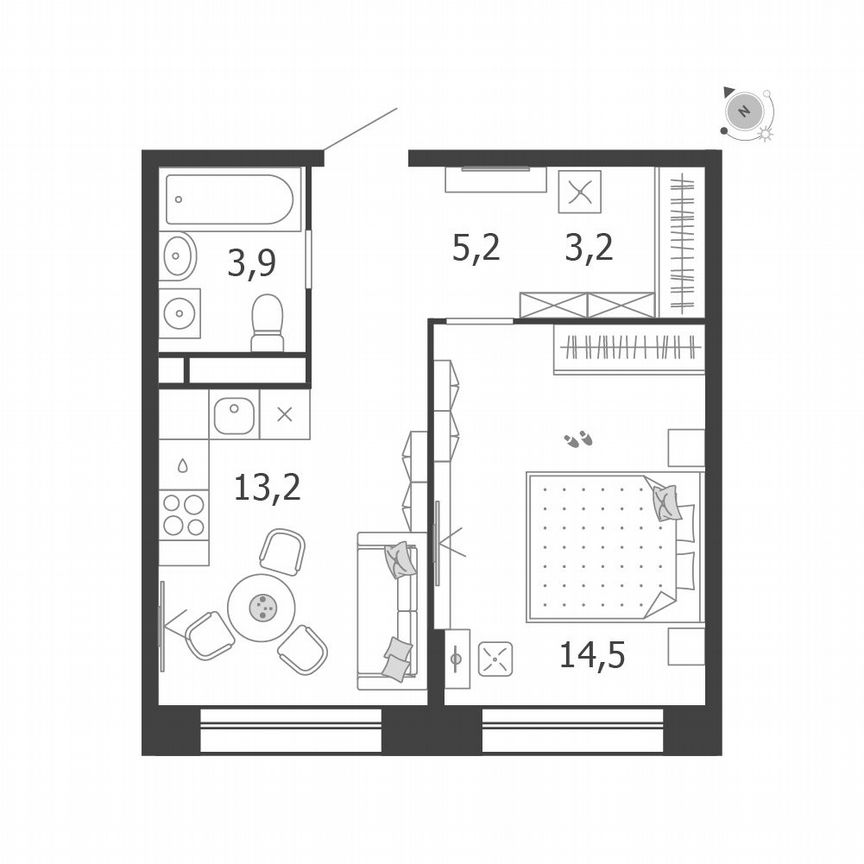 1-к. квартира, 40 м², 4/5 эт.