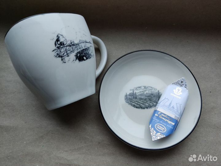 Чайная пара в стиле минимализм керамика новая