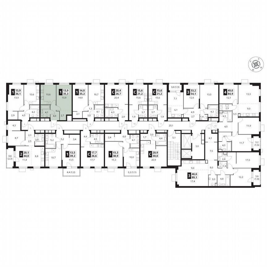 1-к. квартира, 35,3 м², 6/15 эт.